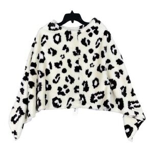 Love of Fashion Cardigan Leopard Faux Fur Poncho Cape Plush Y2K Sweater‎ Chic